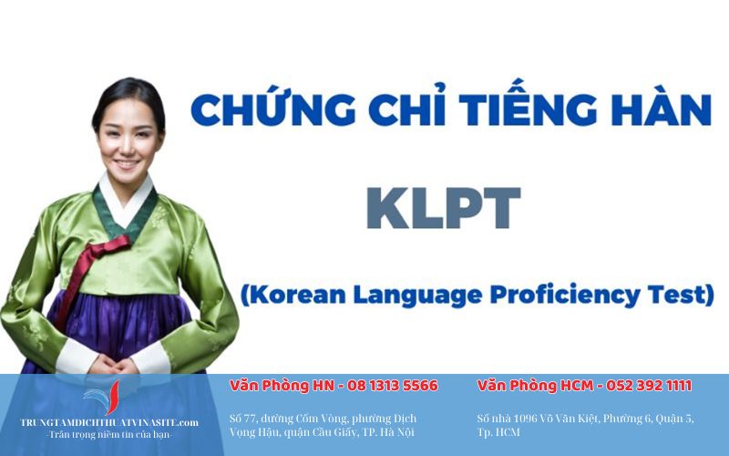 có mấy loại chứng chỉ tiếng Hàn