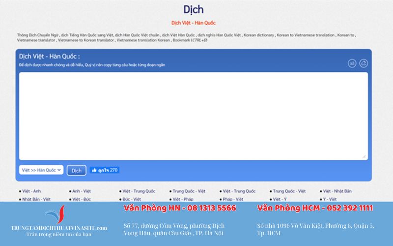 website dịch tiếng Hàn online miễn phí