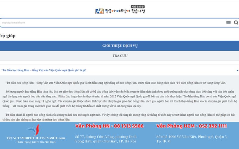 website dịch tiếng Hàn online miễn phí